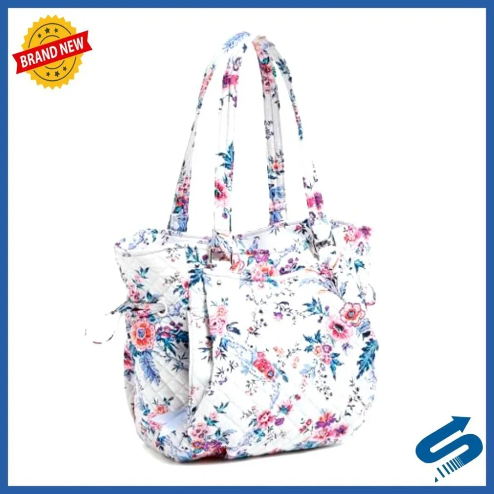 Cotton Satchel Purse with Adjustable Drawstring and Multiple Pockets
